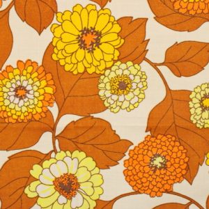 40*50 レトロ  花 葉 イエロー ブラウン