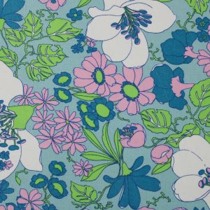 55*65 レトロ シック 花 ピンク/ライトブルー