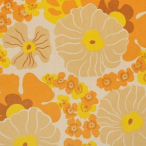 55*60 レトロ 花 オレンジ ベージュ 流線