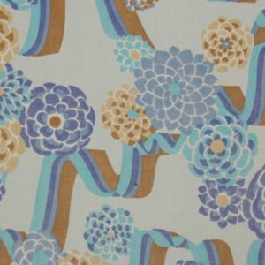 55*60 レトロ かわいい 花 リボン ブルー ブラウン