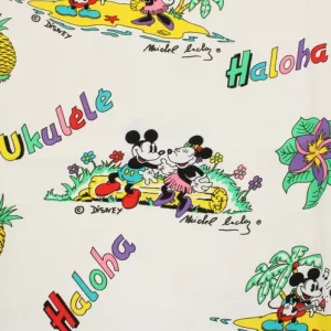 105*40 ミッキー ミニー ハワイアン柄 白