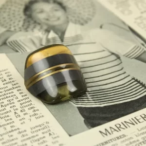 1個 29mm  黒 金 チュイル クリア 大きなボタン