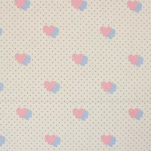 65*85 2つ重なったハート ドット ピンク ブルー