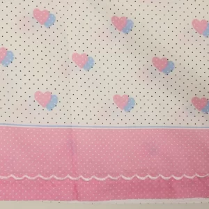 80*60 2つ重なったハート ドット ピンク ブルー スカラップ刺繍