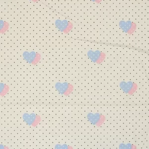 65*85 2つ重なったハート ドット ブルー ピンク