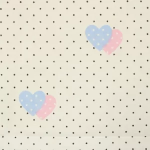 80*55 2つ重なったハート ドット ブルー ピンク