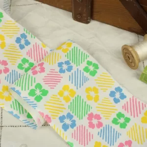 4Ｍ 11cm幅 パステル 花 チェック プリント