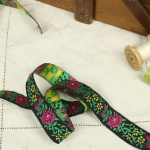 2,5cm幅  花 ローズ 植物 黒