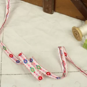 1,3cm幅  花 カラフル 白