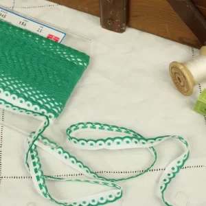 1,0cm幅  ドット パターン レース グリーン