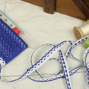 1,0cm幅  ドット パターン レース ブルー