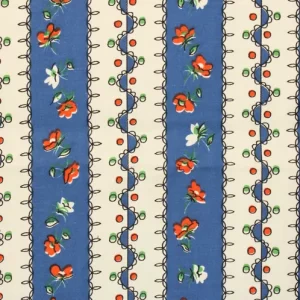 90*45 レトロ レース 小花 ドット ブルー オレンジ