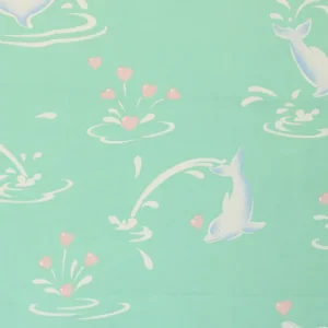 55*75 かわいい パステル イルカ ハート ミントグリーン