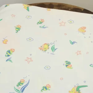80*85 シーツ解体生地  リトルマーメイド お魚 白