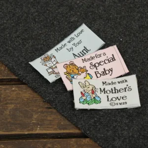 3枚セット 刺繍タグ ウサギ ネズミ メッセージ