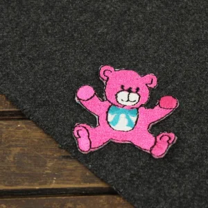 ワッペン テディベア ピンク 水色リボン