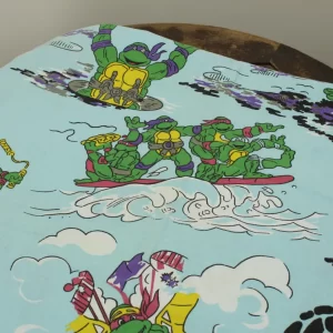 130*110 シーツ解体生地  タートルズ 水色