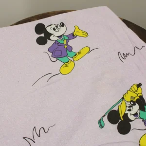 130*130 シーツ解体生地  ミッキー パープル 紫