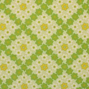 55*65 かわいい 花 格子 グリーン