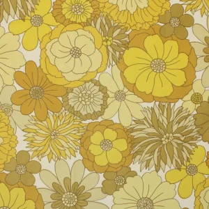 85*60 レトロ シック 花 イエロー ベージュ