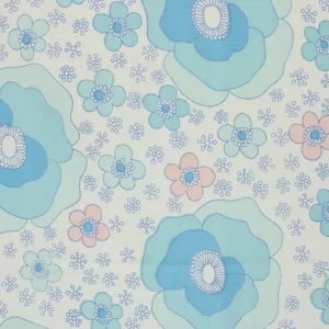 50*55 かわいい レトロ 花 ブルー ピンク