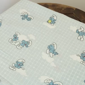 120*90 シーツ解体生地 スマーフ 雲 ブルー