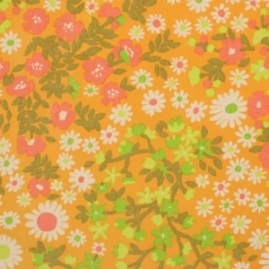 60*55 レトロ ポップ 小花 葉 オレンジ ピンク