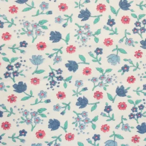 45*70 かわいい 小花 ネイビーブルー レッド