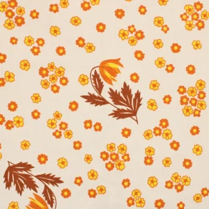 65*60 レトロ 小花 イエロー ブラウン