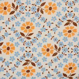 65*60 かわいい 小花 格子 オレンジ ブルー