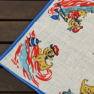 レトロハンカチ ひよこ マリン ブルー