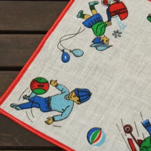 レトロハンカチ 子供 スキー 赤