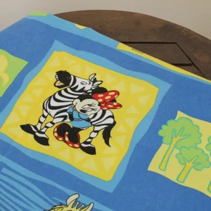 130*70 シーツ解体生地 ミッキー ミニー サファリ ブルー 大柄