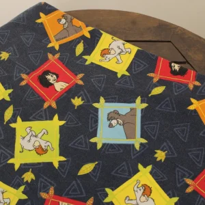 130*85 シーツ解体生地 ジャングル・ブック ネイビー パッチ 小柄