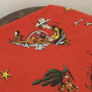 115*95 シーツ解体生地   ラッキー・ルーク Lucky Luke 赤