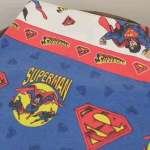 80*125 シーツ解体生地   スーパーマン ロゴ ブルー