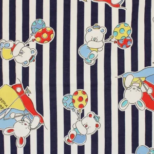 70*50 かわいい 動物 ヨット ストライプ ネイビー