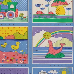 65*100 レトロ ネコ イヌ  アニマル カラフルパターン