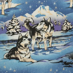 85*85 野生の犬 ハスキー 雪原 リアル レトロ