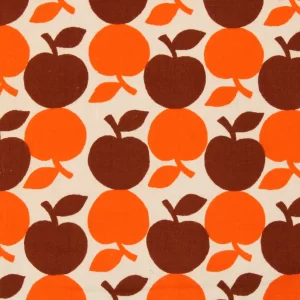 55*50 レトロ りんご パターン オレンジ ブラウン