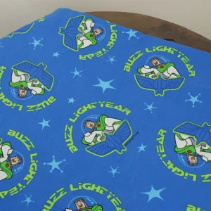 80*130 シーツ解体生地  バズ ロゴ ブルー