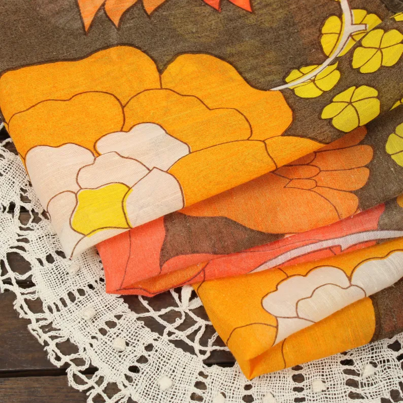 1枚 レトロ 花 ランチクロス