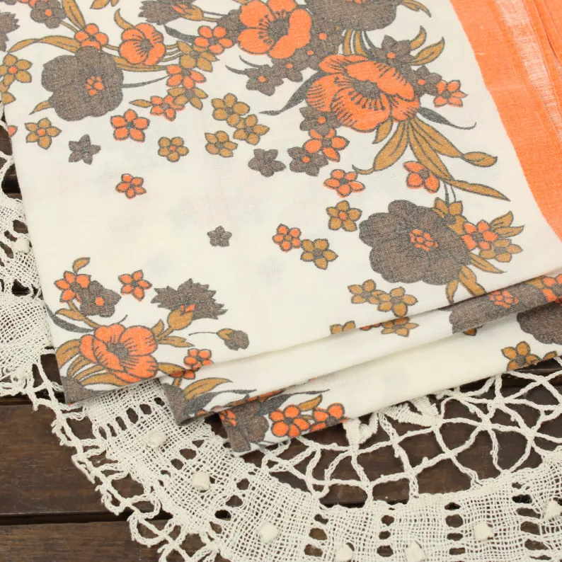 1枚 シック 花 ランチクロス ナフキン オレンジ ブラウン