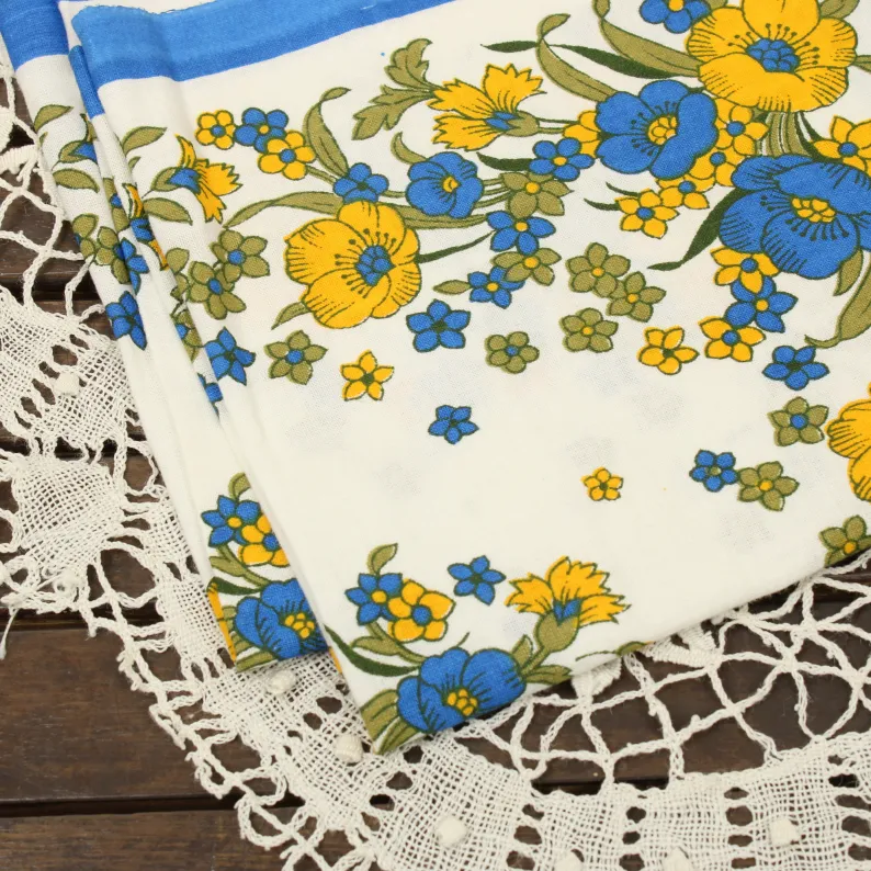 1枚 シック 花 ランチクロス ナフキン ブルー イエロー