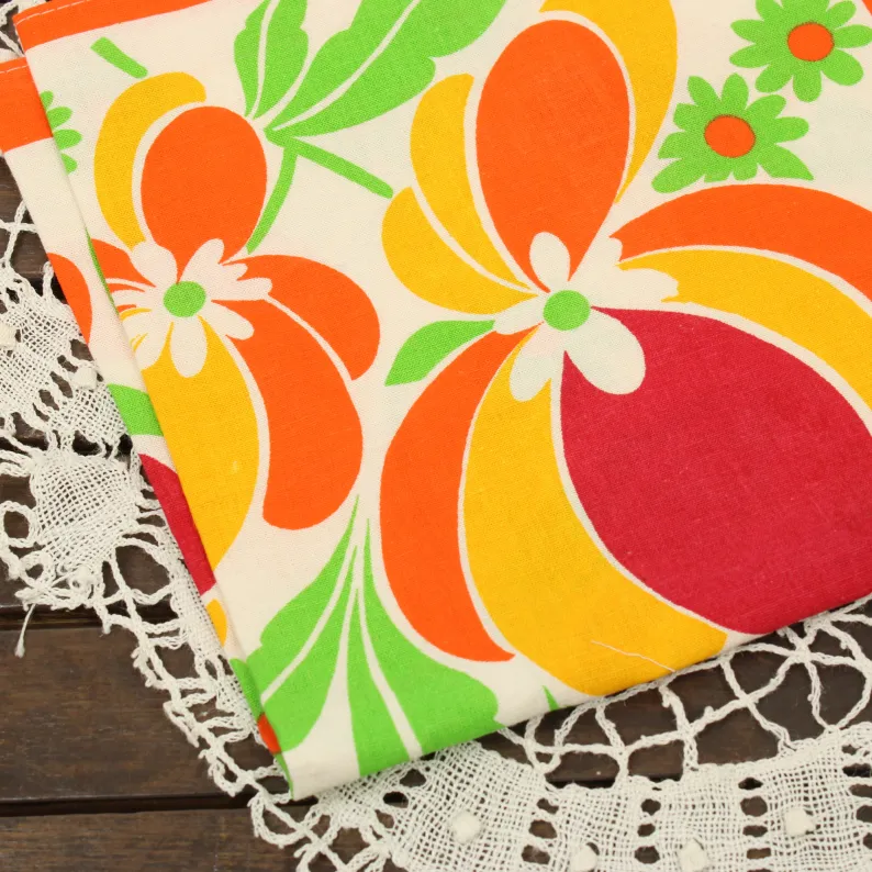 1枚 レトロ 花 ランチクロス