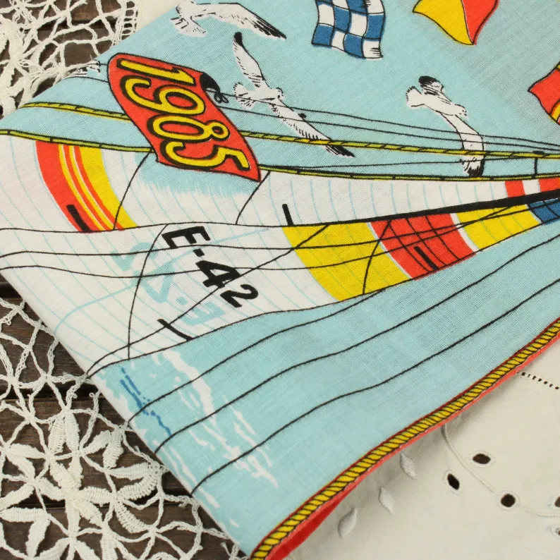 1985 カレンダー柄トーション 帆船 トリコロール