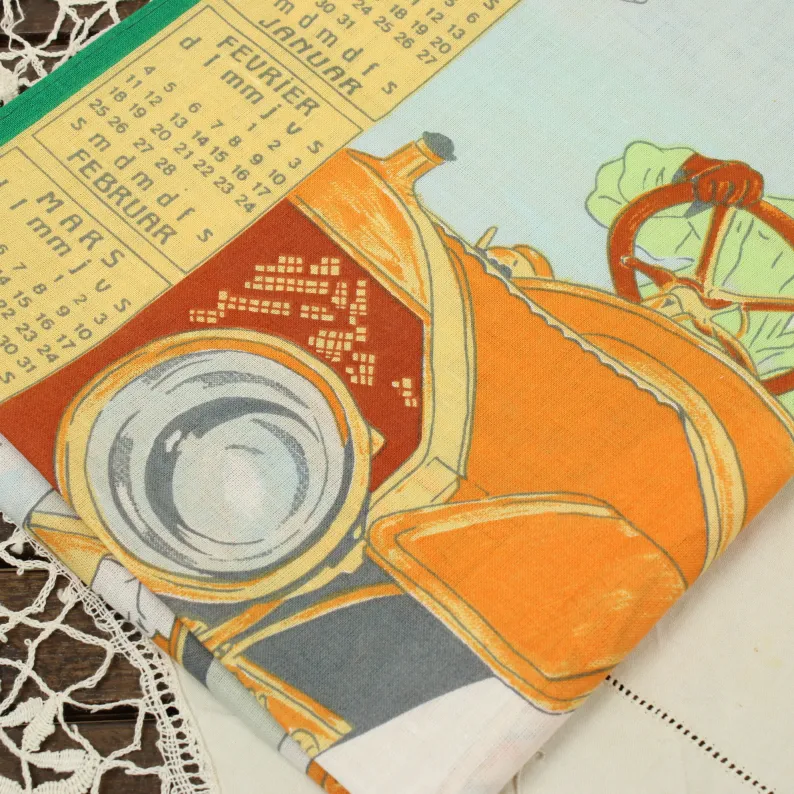 1990 カレンダー柄トーション ヴィンテージカー