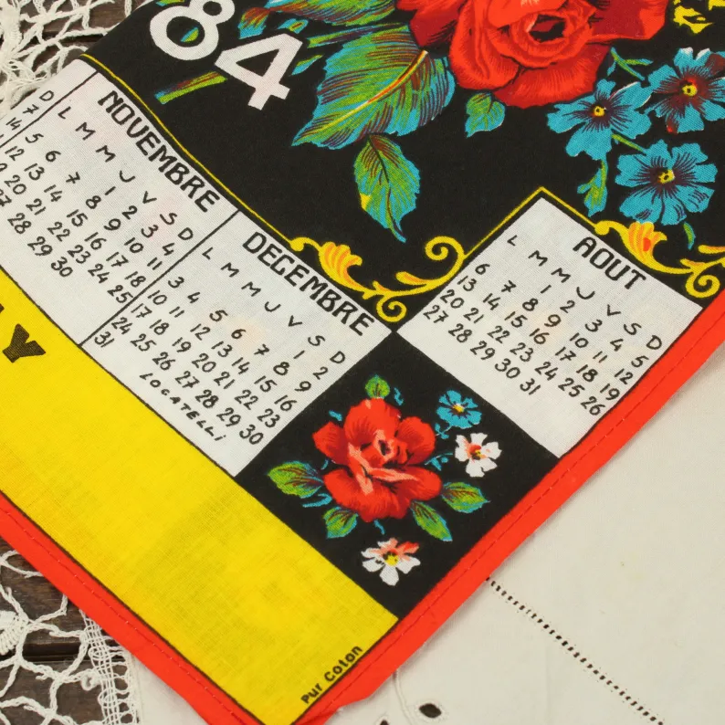 1984 カレンダー柄トーション 花 バラ