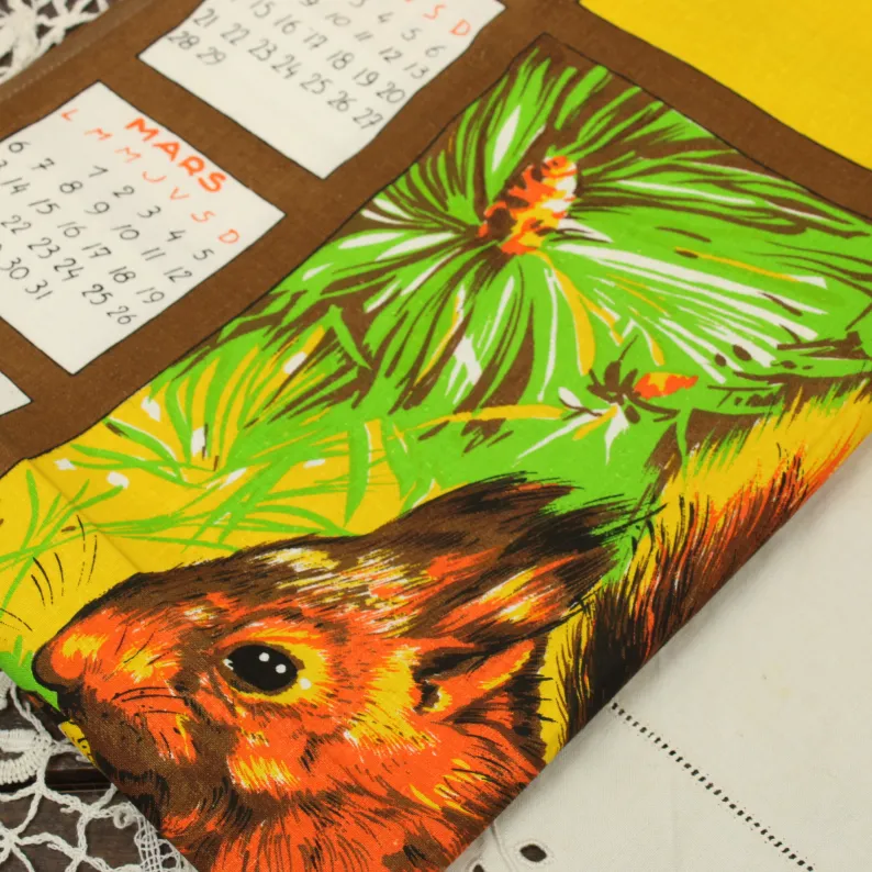 1972 カレンダー柄トーション りす