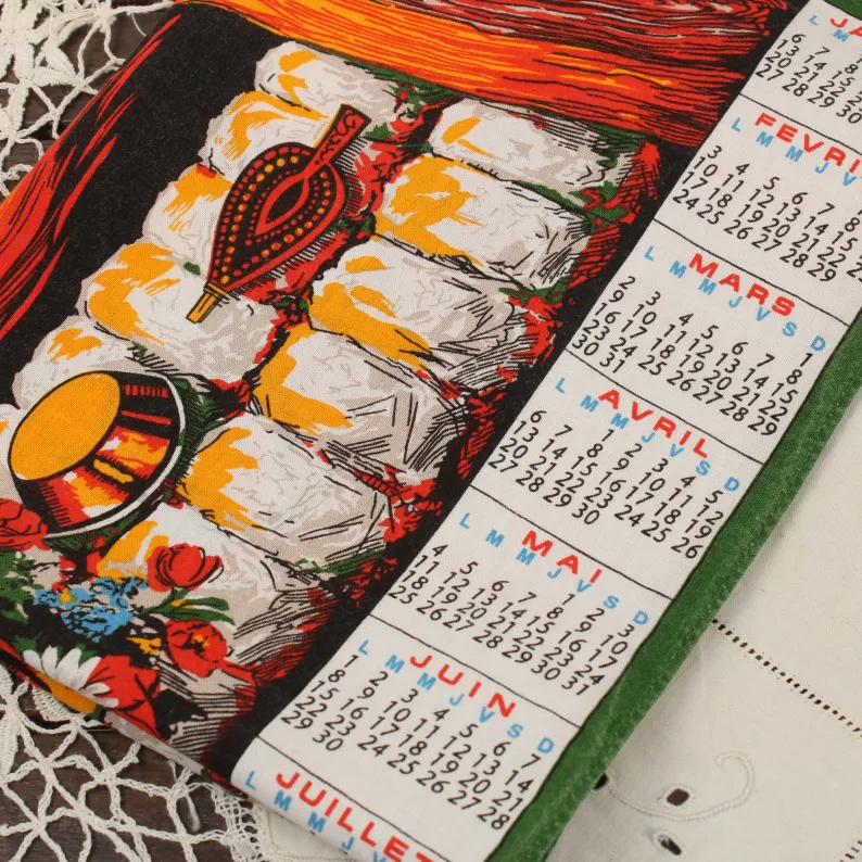 1992 カレンダー柄トーション 暖炉